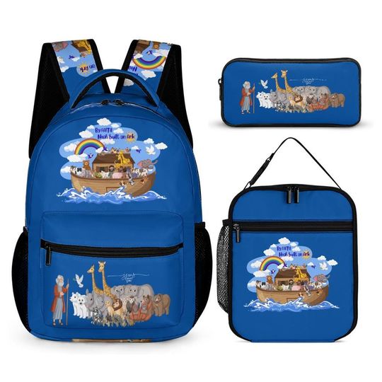 Christian Backpack 3 Piece Noahs Ark Lunch Bag Pencil Case Jesus Boy Girl Bible  Travel Bag BibleSchool Gift Kid