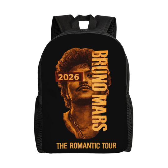 Discover Bruno Mars Romantic Tour 2026 Backpack for Men Women Teens Student Laptop Bag