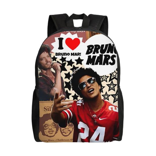 Discover I Love Bruno Mars Fashion Backpack Laptop Shoulder Bag for Men Women Student Outdoor Daypack