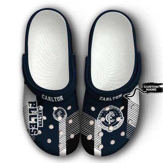 Discover AFL Carlton Blues Custom Name Navy Blue Crocs