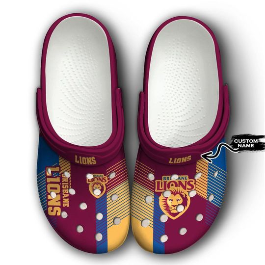 AFL Brisbane Lions Custom Name Maroon Gold Crocs