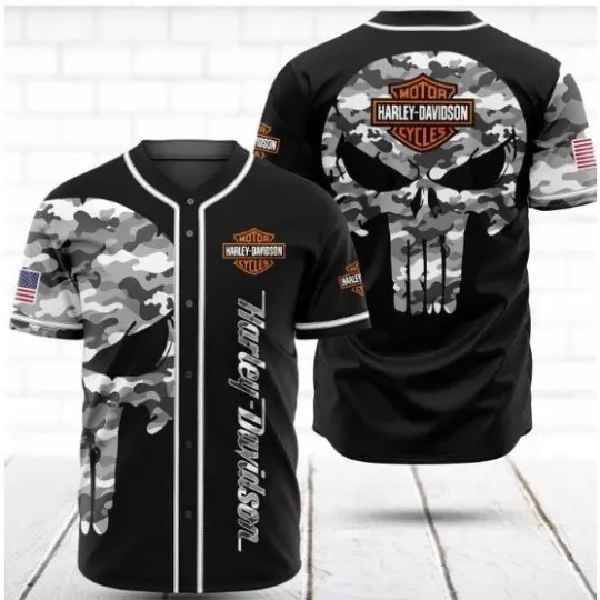 Discover Harley Motor Racing Davidsonnss Black White Baseball Jersey, Unisex Adult, Size