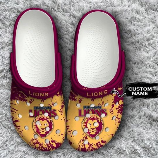 AFL Brisbane Lions Custom Name Maroon Gold Crocs