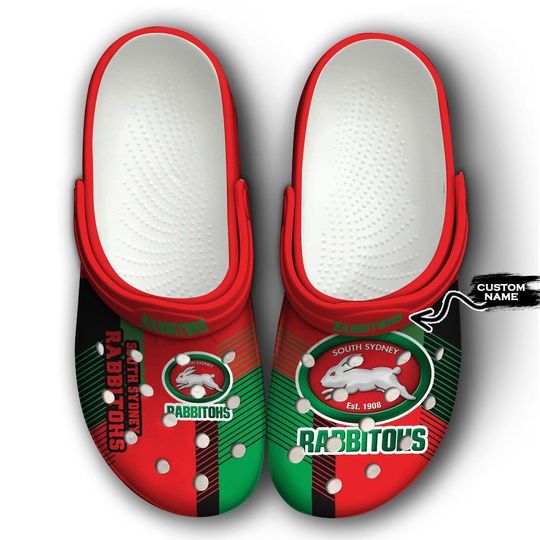 Discover NRL South Sydney Rabbitohs Custom Name Red Green Crocs