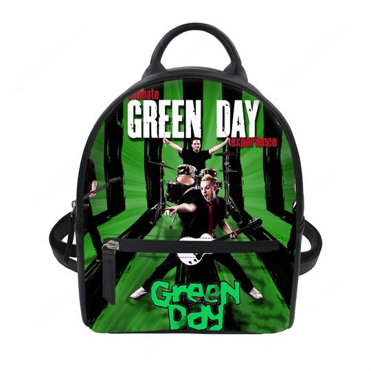 Green Day Pop Rock Band Custom Backpack Purse Mens Womens Shoulder Bag Mini Daypack Leather Travel Bag