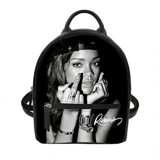 Rihanna Mini PU Backpack - Small Leather Daypack for School and Travel