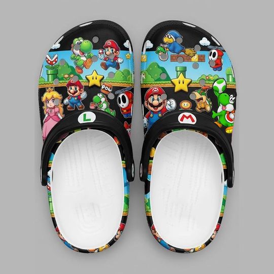 Discover Super Mushroom Clogs for Kids & Adults, Peach Shoes, Gaming Birthday Gift, Gamer Shoes.