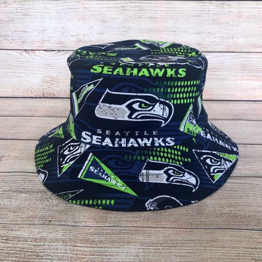Discover Bucket Hat for Adult or Child, Seattle Seahawks football Team, Handmade Unisex Reversible Cotton Hat, Football Fan Birthday Gift for him, Fangear