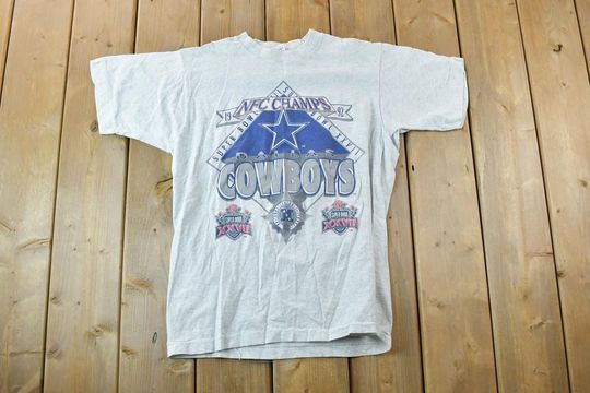 Discover Vintage 1992 Dallas Cowboys NFC Champs Football Graphic T-Shirt, 90s Streetwear