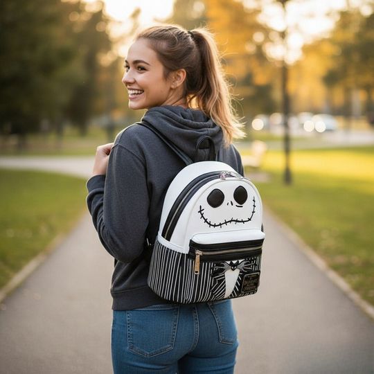 Nightmare Before Christmas Jack Pumpkin Glow Head Mini PU Backpack for Women