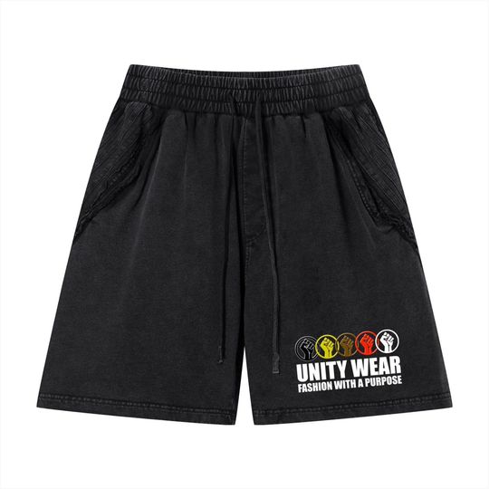 Discover Unity Wear Unisex Vintage Wash Raw Edge Shorts
