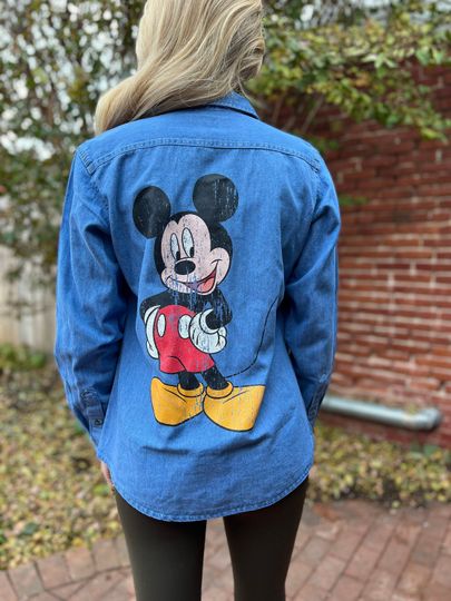 Mickey Mouse Shirt, Minnie Mouse Shirt, Disney Denim Shirt, Mickey Denim Shirt, Disney Shirt, Mickey Shirt, Mickey Mouse Long Sleeve 5