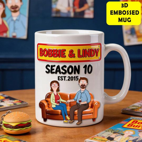 Discover Bobs Burgers Couple Mug, Personalized 3D Embossed Cup, Custom Name Gift