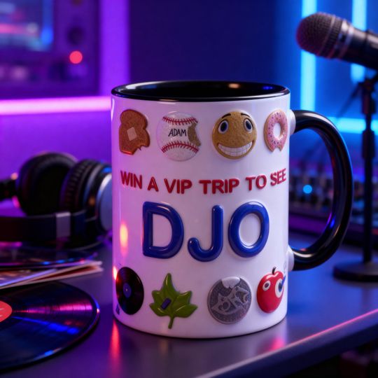 3D Embossed DJO Mug, Music Lover Coffee Cup, Retro Textured Design