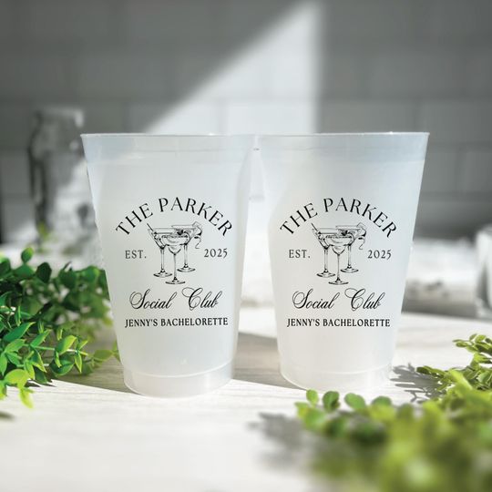 Custom Bachelorette Party Cups - Frosted Plastic, Reusable Favors