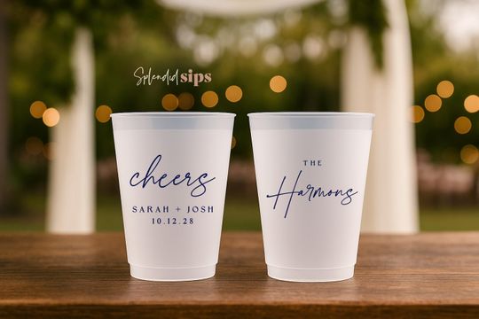 Custom Wedding Frosted Cups - Personalized for Weddings, Showers and Parties