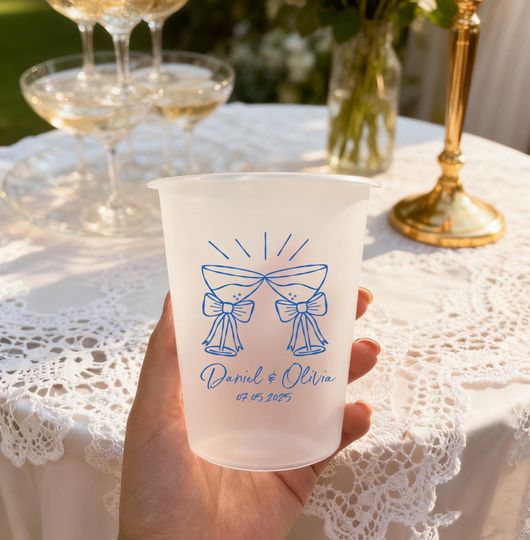 Personalized Frosted Wedding Cups, Custom Party Favors