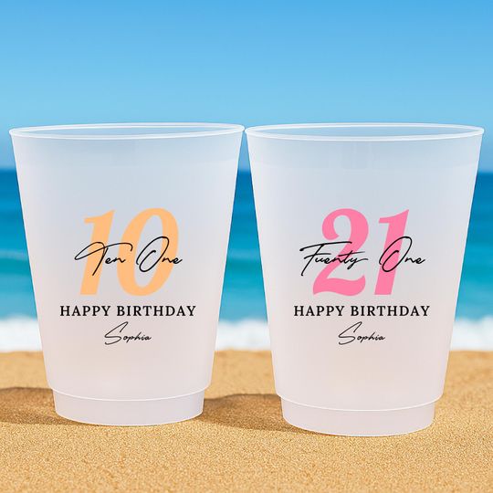 Personalized Birthday Frosted Cup  Custom Number Plastic Cup, Birthday Party Gift for Kids & Adults