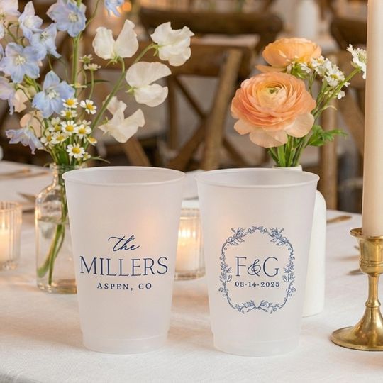 Personalized Wedding Frosted Cups: Customized Wedding, Party, Shower, Rehearsal Dinner Favors