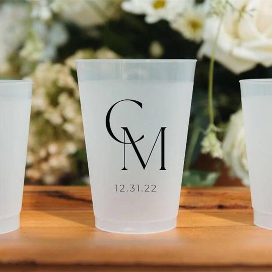 Customized Frosted Shatterproof Flex Cups, Personalized Wedding Cups, Custom Party Cups, Reusable Plastic Cups