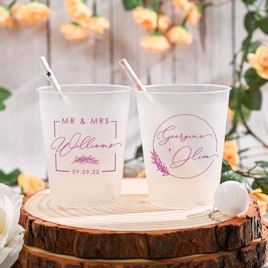 Personalized wedding Plastic Cups, custom personalized plastic cups, wedding favors, Pet wedding favors