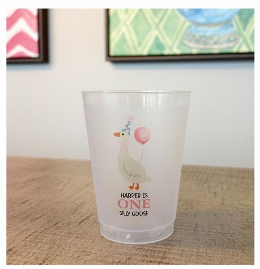 Discover 16 oz Personalized Frost Flex cups, Weddings, Party Favors, Stadium, Party, Custom, wedding crest, birthday, one lucky duck, silly goose