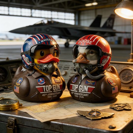 Discover Top Gun 40th Anniversary Pilot Duck | Maverick & Goose Collectible | Iconic 80s Movie Fan Gift | Aviator Decor