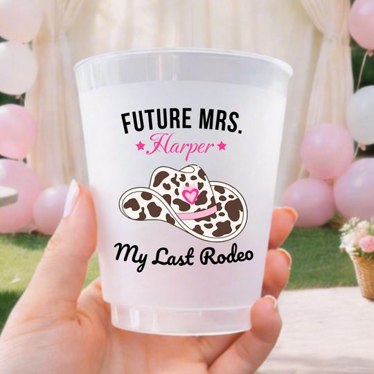 Personalized Last Rodeo Frosted Cups, Future Mrs Bachelorette Party Cups, Western Cowgirl Bridal Shower Favors
