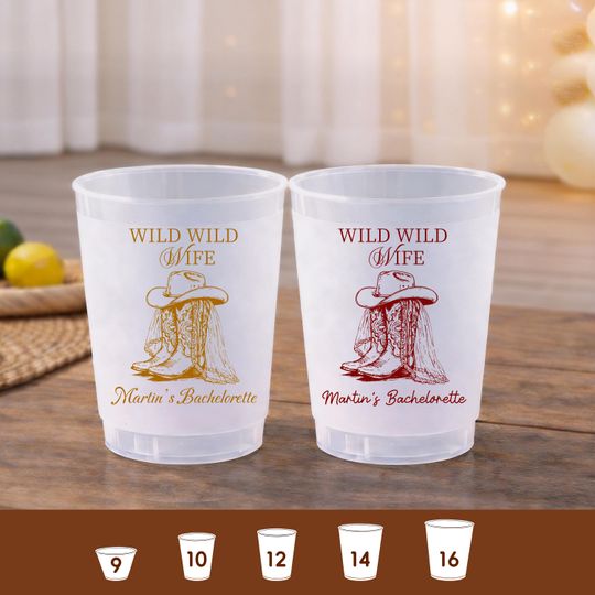 Personalized Frosted Plastic Cups, Wild Wild Wife Bachelorette Cups, Cowgirl Western Bride Party Favor