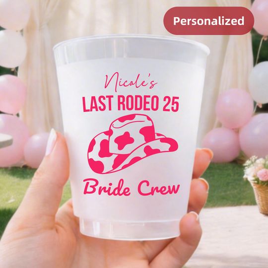 Personalized Last Rodeo Frosted Cups, Bride Crew Bachelorette Party Cups, Western Cowgirl Bridal Shower Favors