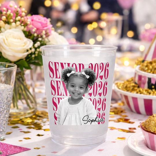 Personalized Senior Vintage Photo Frosted Cup, Photo Senior Night Cup, Grad Party Favor Cup
