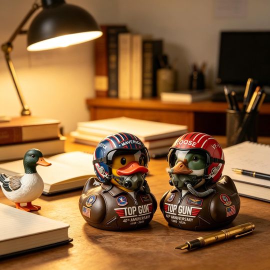 Maverick Pilot Rubber Duck, Top Gun 40th Anniversary Collectible Aviator Bath Toy, Movie Fan Gift for Kids & Adults,Gift