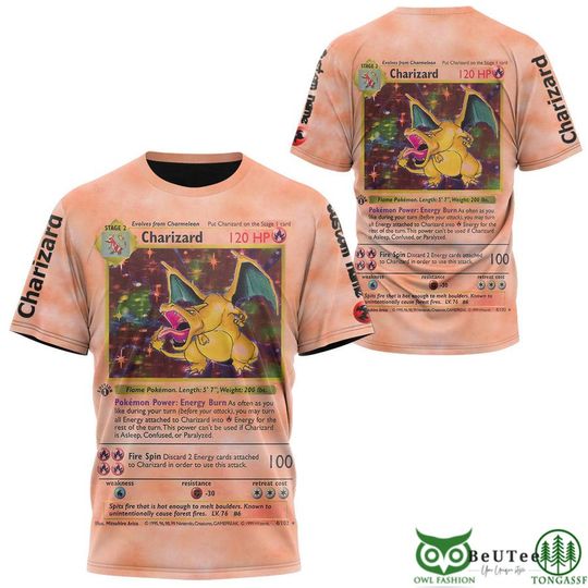 PKM Charizard Card 3D T-Shirt
