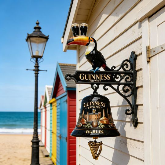 Guinness Toucan Wall Hanging Bell, Vintage Irish Pub Decor, Guinness Brewery Dublin Collectible Doorbell