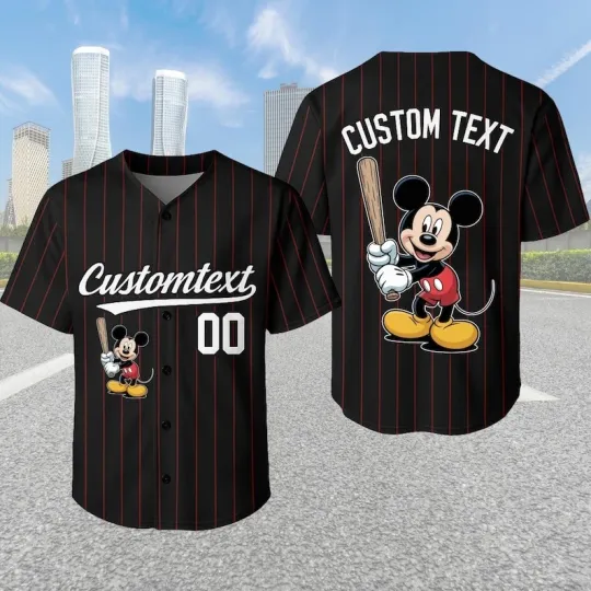 Discover Personalized Mickey Mouse Baseball Jersey for Game Day Sports Fan Birthday Gift