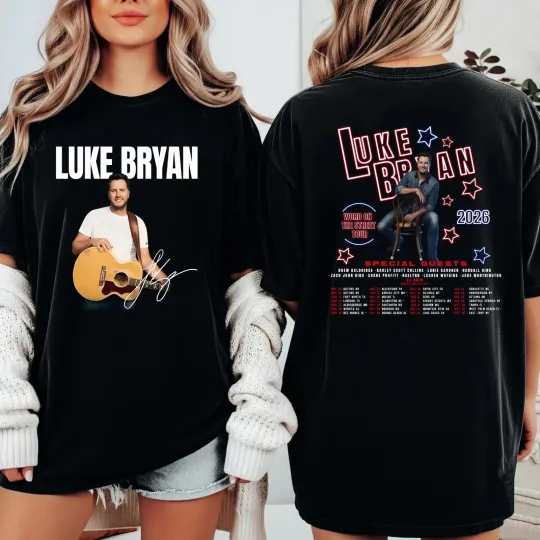 Rare Luke Bryan 2 Sides World On The Street Tour 2026  S to 5XL Shirt EM390