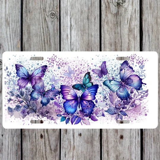 Discover Purple Butterflies License Plate
