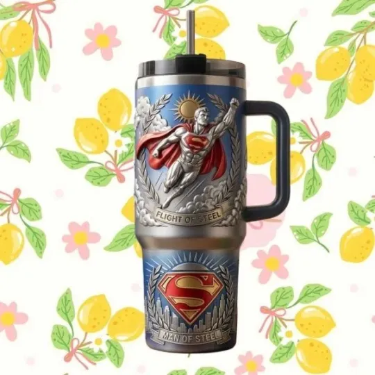 Discover DC Comics Super Hero Flight of Steel 40oz Insulated Tumbler with Handle