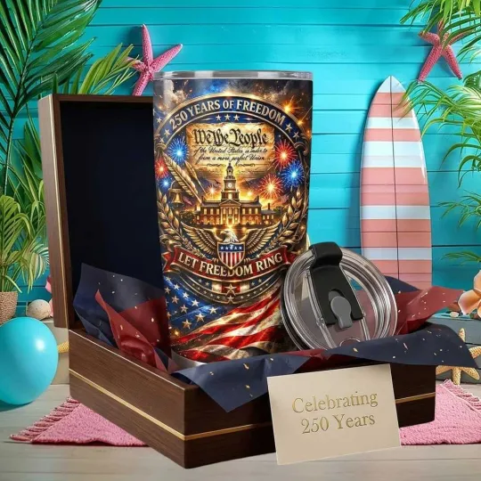 Discover Custom Stainless Steel Tumbler 1776-2026 250 Years of Freedom Independence Day We The People Patriotic