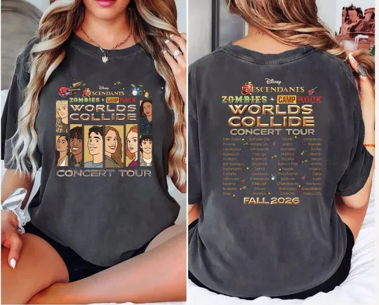 Discover Descendants Zombies Worlds Collide Concert Tour Tee T-Shirt 2026 S-5XL