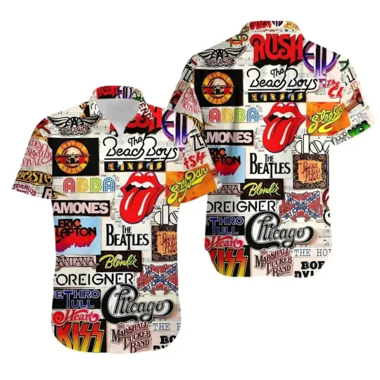 Discover Classic Rock Black/White Hawaiian Shirt for Men and Women