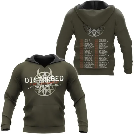 Discover Disturbed 25th Anniversary Tour Hoodie 3D Hoodie For Men Women