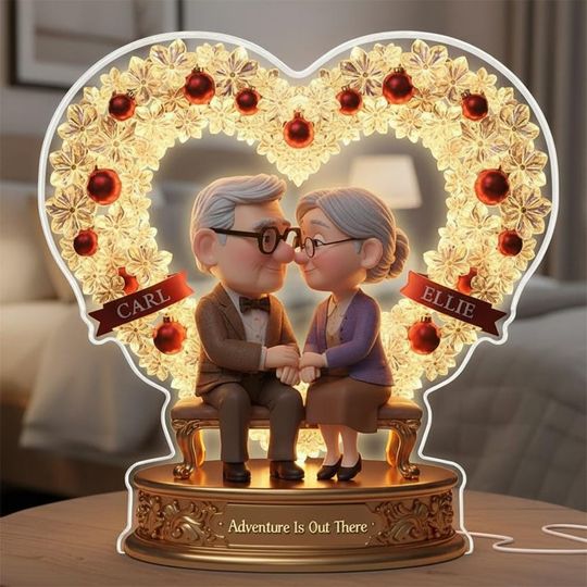 Discover Disney Acrylic Light Box, Up Couple Valentine Shaped Box, Adventure 2D Printed Decor, Valentine Gift