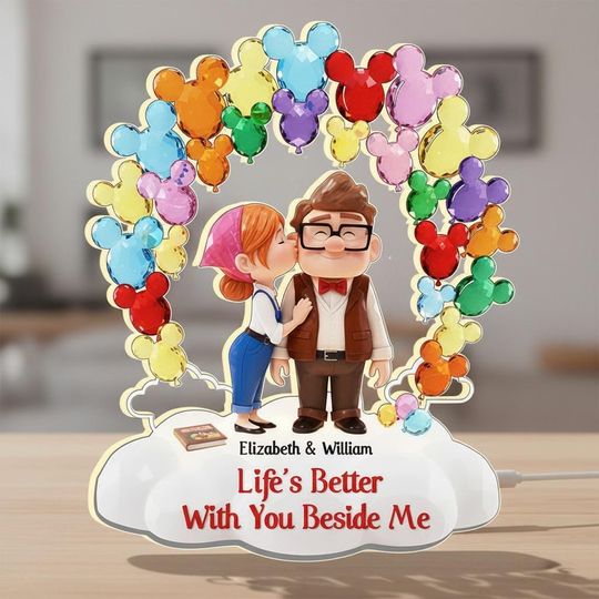 Discover Disney Acrylic Light Box, Up Movie Valentine Couple Shaped Box, Carl And Ellie 2D Printed Decor, Romantic Gift