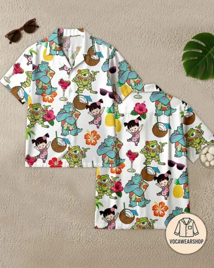 Discover Monsters University Hawaiian Shirt Mike Wazowski Sulley Pixar Disney Family Trip