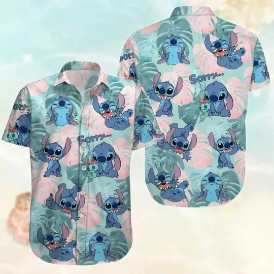 Discover Funny Stitch Button Shirt, Stitch Hawaiian Shirt, Disney Trip Summer Outfit