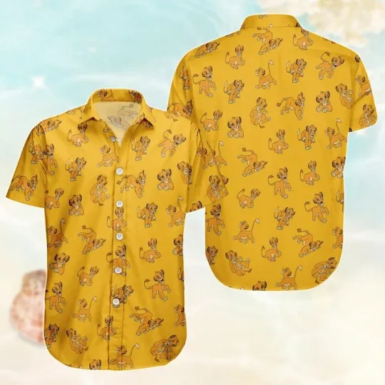 Discover Disney Simba Button Shirt, The Lion King Hawaiian Shirt, Summer Simba Mufasa