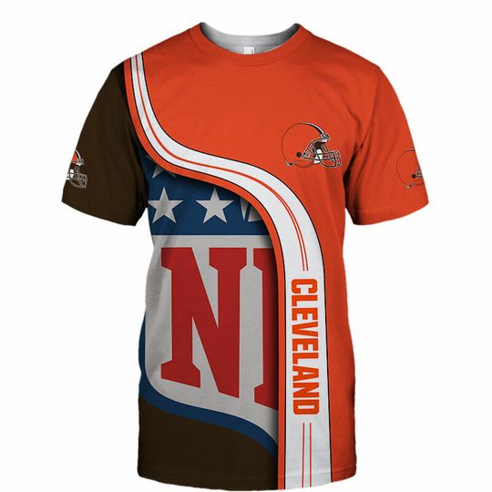 Discover Cleveland Browns Orange 3D Football T-Shirt