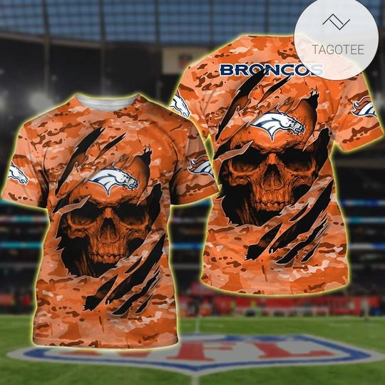 Discover Denver Broncos Skull 3D T-Shirt