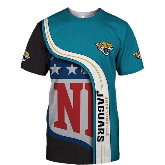 Discover Jacksonville Jaguars 3D T-Shirt Teal Black Football
